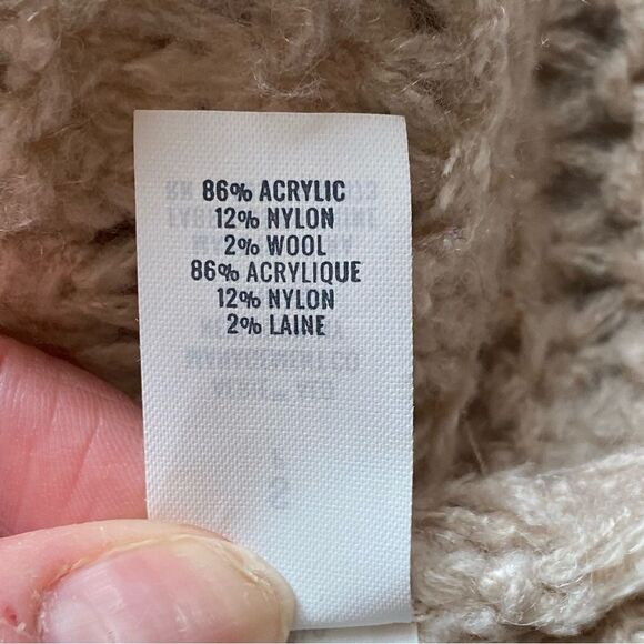 Aerie Beige Open Knit Wool Blend Cowl Neck Sweater Size Small - Picture 12 of 14